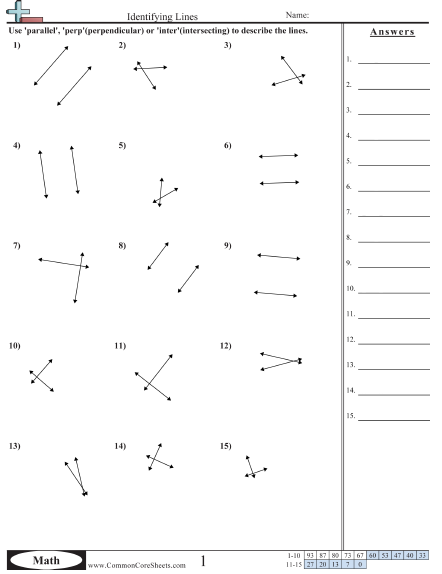 Lines Worksheets - Identifying Lines  worksheet